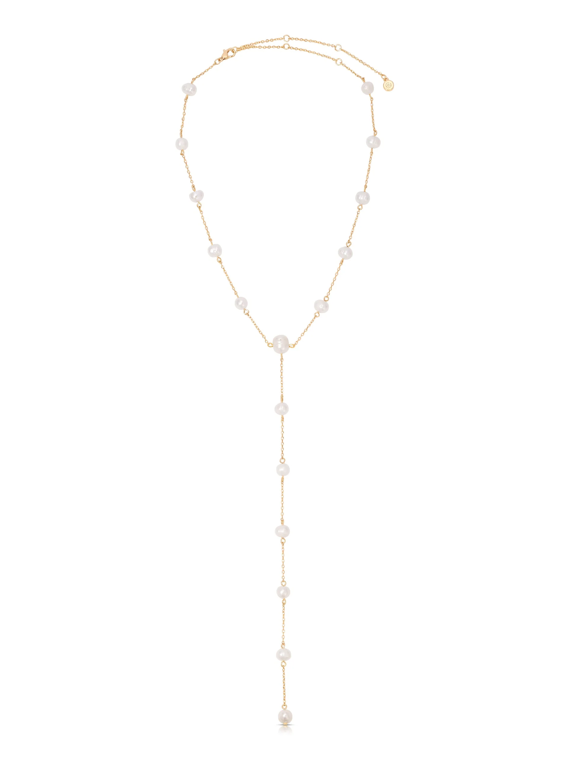 Dripping Pearl Lariat Necklace by Ettika - Image 3