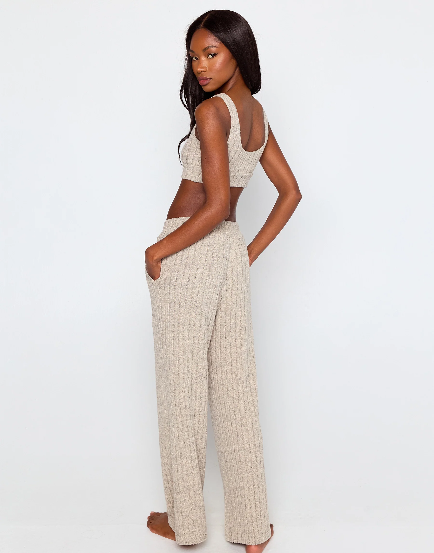Mai Wide Leg Pant - Oatmeal - Image 3